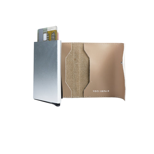 Billetera cuero - Beige Oruga | Slim Wallet