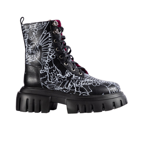 Botas Cuero Negro - Estampado