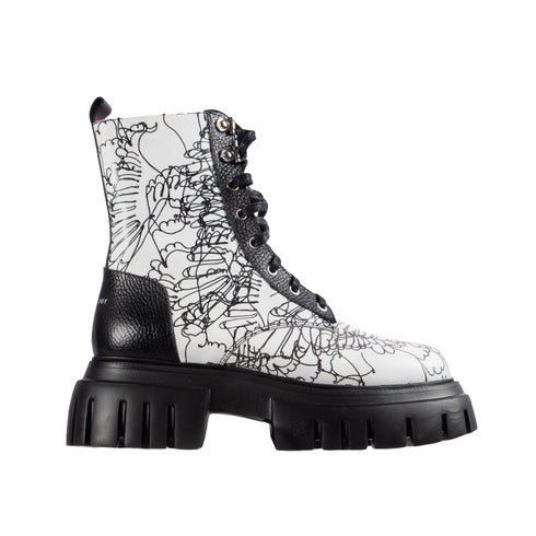 Botas Cuero Blanco - Estampado