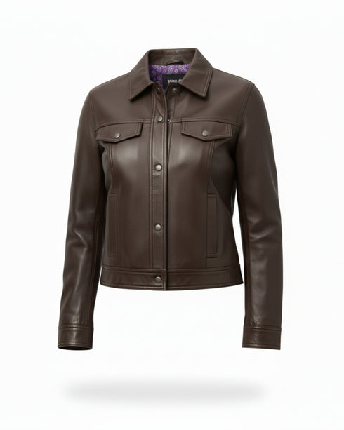 Chaqueta Cuero Regular Fit Chocolate