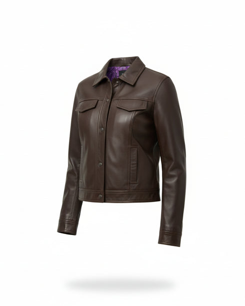 Chaqueta Cuero Regular Fit Chocolate