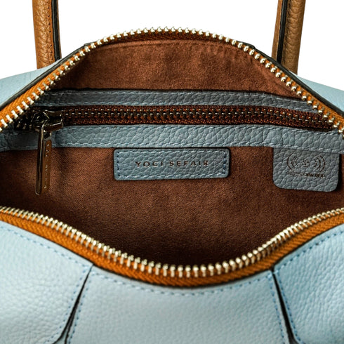 Bolso cuero - Azul Celeste | Mini Baúl