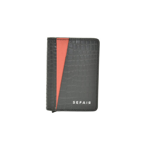 Billetera cuero - Sefair - Croco Doble Roja | Slim Wallet